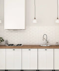 Modern kitchen with 30 Pack 2 Inch Square Cabinet Pulls Matte Black Stainless Steel Kitchen Drawer Pulls on white cabinets.