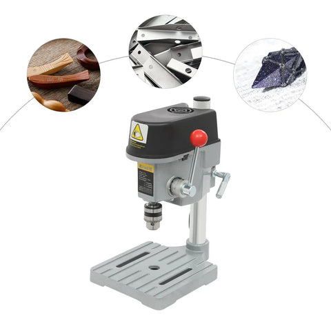Sturdy Mini Bench Drill Press For Woodworking And Metal Crafting with precision chuck, three speed settings for DIY projects.