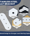 Premium Mending Plates For Wood Furniture Repair Set Of Four Stainless Steel Flat Brackets 100X38MM features countersunk holes.