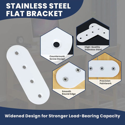 Premium Mending Plates For Wood Furniture Repair Set Of Four Stainless Steel Flat Brackets 100X38MM features countersunk holes.