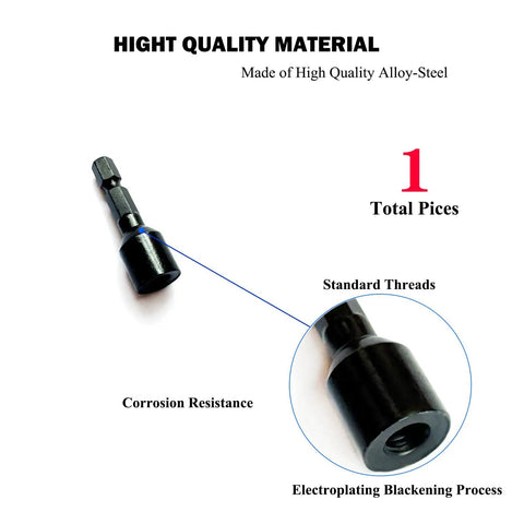 Dang Solid Heavy Duty 1/4 Inch Hex Drive Hanger Bolt Bit For Threaded Rods And Wood Screws All Threaded Insert Adapter showing alloy steel construction.