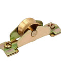 Top Shelf Single Roller Sliding Window Sash Pulley Wheel Replacement 2 Pack Heavy Brass Track Rollers close-up of brass pulley wheel.