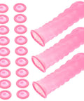 100 Pack Nitrile Latex Finger Cots Anti Static Joint Support Covers For Hand Therapy And Electronics Safe Worksite Use Built Tough For The Daily Grind Comfy Compression Shield Your Digits Without Any Hustle in pink color.