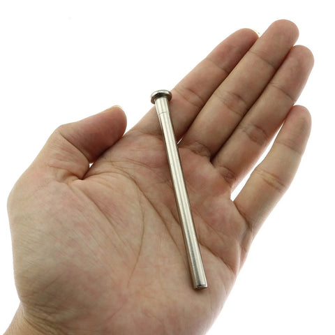 Person holding a 3.5-inch stainless steel door hinge pin with oil finish, from the 4 Pack 3.5 Inch Stainless Steel Door Hinge Pins For Interior Doors Replacement.