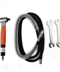 Right Angle Pneumatic Grinder Pen With 90 Degree Air Die Grinding Tool parts including hose, wrenches, and air nozzle.