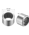 Heavy Duty SCE88 Needle Roller Bearings Set One Half Inch Bore Eleven Sixteenth Inch Outer Diameter One Half Inch Width Chrome Steel