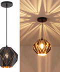 Industrial Vintage Pendant Light With Diamond Geometric Shade In Matte Black Metal Dope Retro Farmhouse Ceiling Fixture For Kitchen Island Modern Yet Classic Hanging Light