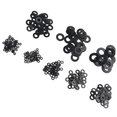 Nylon Flat Washer Set 500-Piece Assortment M2 To M10 Black Durable Nylon Washers For Auto, Home And Workshop DIY Projects With An Organized Storage Box For Easy Sorting And Quick Access, assorted sizes