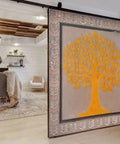 Hand Carved Tree Of Life Door For Exterior Or Interior Use, Pivot Barn Style Door With Large Sliding Or Hinged Panels, Custom Size 71x34 Inches