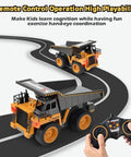 Remote Control Dump Truck For Kids And Toddlers, Realistic RC Construction Vehicle With Rechargeable Battery in action on track