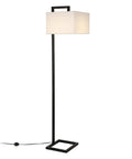 68 Inch Tall Floor Lamp With Linen Fabric Shade In Polished Nickel Finish, hand-painted metallic base, geometric square shade in white
