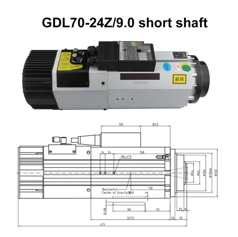 Diagram and photo of 9KW ISO30 CNC Spindle Kit With Automatic Tool Changer Air Cooled Spindle Motor VFD Inverter 220V And 380V