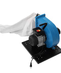 1HP Industrial Dust Collector With Wheels 550 CFM Airflow Metal Husky Design Wall-Mounted Or Portable bag filter and motor on base.
