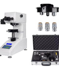 Top Shelf Digital Micro Vickers Hardness Tester With LCD Display And 200X Microscope For Metals And Ceramics Plug And Play Automated Testing Dead On Accurate Industrial Grade with various lens attachments.