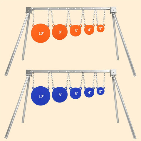 AR500 Steel Target Plates Three Eighths Inch Thick Six Inch Diameter High Vis Blue Gong Target For Range Training And Rifle Practice Durable Metal Targets For Backyard Ranges hanging