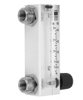 Side view of Go-To Adjustable Panel Mount Gas Flow Meter For Welding And Air Systems, Brass Female BSP Quarter Inch Fittings