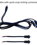 Cables with quick-snap locking connectors for Two Piece Heavy Duty 12 Volt Linear Actuators With 225 Pound Push Pull Capacity Plus AC To DC Power Supply.