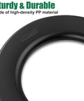 No Sweat Snap On Portable Toilet Seat For 5 Gallon Buckets Camping Pail Cover, black PP material, sturdy design for outdoor use.