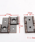 Heavy Duty Double Acting Folding Screen Hinges For Furniture Built Tough With Antique Red Enamel Rock Solid Steel Hardware Snug Wood Panel Mounting Kit Pack Of Eight, detailed image with dimensions showing hinge size and holes.