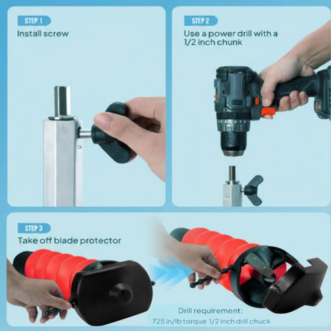 6 Inch Floating Rotating Ice Fishing Auger Drill Bit With 2 Ice Anchor Drill Adapters And 2 Blades Nylon Attachment setup steps