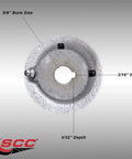 Front view of Poly Tread Cast Iron Keyed Drive Wheel 5 Inch By 1.5 Inch With Five Eighth Inch Bore For Industrial Machinery