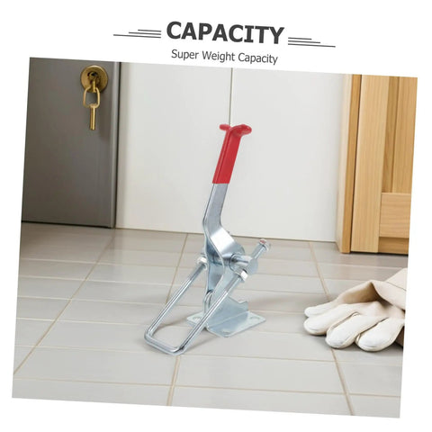 Heavy Duty Toggle Latch Clamp Set Of 2 With 2183 Lbs Holding Capacity Anticorrosive Galvanized Iron Quick Release Pull Latch For Toolbox And Drawer Chests Built To Last Tough As Nails Ready To Roll mounted on floor with red handle