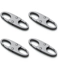 Anti Theft Zipper Clips With Double Opening Carabiner Set, 4 Pack displayed in Space Gray, zinc alloy material for travel use.