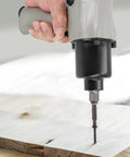 Heavy Duty Pneumatic Impact Wrench With 1 4 Inch Square Drive And 410 Nm Knockout Torque Aluminum Air Powered Tool in use on wooden surface.