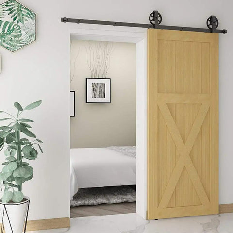 Heavy Duty 120 Inch Sliding Barn Door Hardware Track Kit With Tough Steel Build And Silky Smooth Wheels For Single Room Divider Farmhouse Garage DIY Project