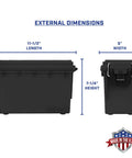 Lockable Stackable Ammo Storage Box For Home Range And Outdoor Use Made In USA Fits 30 Caliber 9mm 5.56 external dimensions