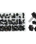 Stainless Steel M4 M5 M6 M8 M10 Plastic Handle Clamping Bolts And Thumb Screw Knobs For DIY Metalworking Projects Plus Heavy Duty Industry Equipment Fastening Hardware Solutions, black knob set in organizer