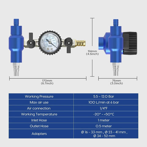 MR CARTOOL blue aluminum coolant vacuum refill tool with pressure gauge and 3 adapter sizes