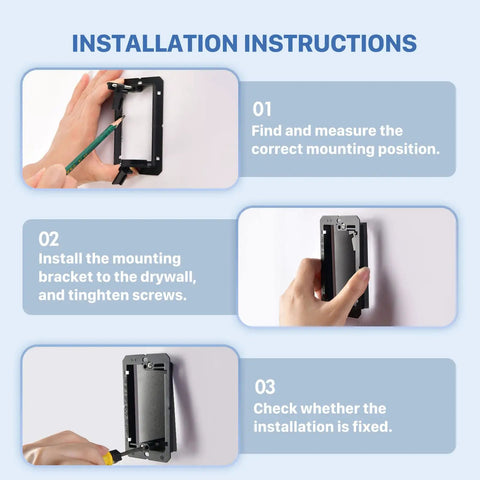 Installation instructions for 22 Pack Single Gang Drywall Wall Plate Low Voltage Multipurpose Mounting Bracket Kit Black