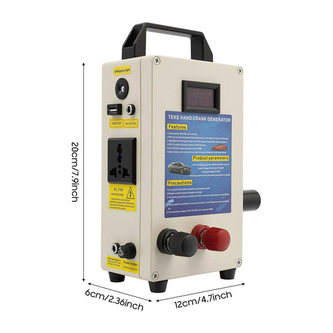 Side view of Massive 15600mAh Portable Emergency Power Bank With Hand Crank USB Charger showing dimensions