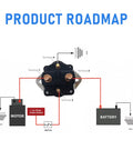 Diagram showing Heavy Duty 36 Volt Golf Cart Solenoid 4 Pin Replacement For Club Car Ds 1976 To 1998 and wiring layout.