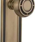 Mission Plate With Mission Door Knob Old School Door Hardware Set Passage Style Two And Three Quarters Inch Backset Solid Brass Antique Brass Finish
