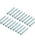 Furniture Confirmat Screw 7x59mm Hex Socket Wood Screws Zinc Plated Self Tapping Connector Kit Pack 20 laid out in rows