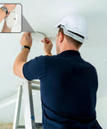 Installer using Six Pack Recessed Light Spring Clips Set, Heavy Duty Silver Torsion Clips For Recessed Fixtures in ceiling.