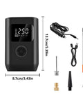 Slick Wireless Rechargeable Car Air Compressor Fast Tire Inflator With Easy Digital Display Auto Shutoff, USB and car charger included.