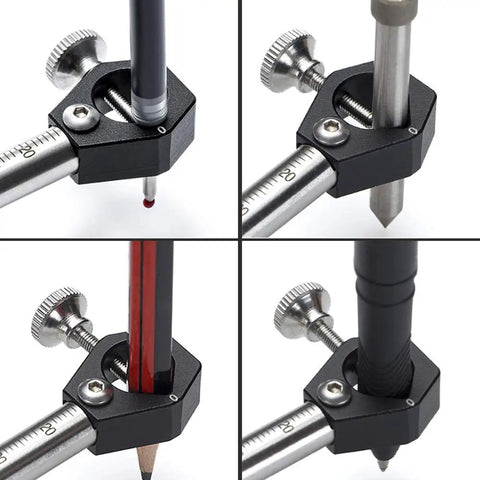 Killer Wheel Marking Gauge And Slick Woodworking Scriber Kit For Pro Carpenters detailed view of adjustable pen holder and scale.