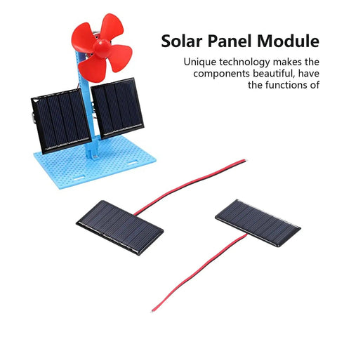 2 Pack Small Solar Panel Modules 5V Micro Polysilicon Glue On Panels 0.3W with red blades for Low Power Electrical Appliances