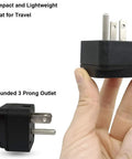 Person holding Must Have World Travel Plug Adapter For USA Type B Grounded Outlet All In One International Converter