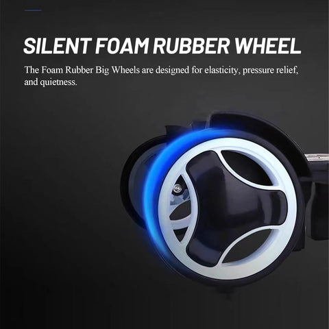 Close-up of silent foam rubber wheel for Wheeled Backpack Trolley With Noiseless Large Wheels Aluminium Alloy Folding Hand Truck.