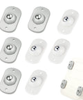 Self Adhesive Caster Wheels And 360 Degree Swivel Rollers With Strong Sticky Pad For Kitchen Appliances Trash Bins And Couches Move Heavy Loads Without Breaking A Sweat Zero Mess Installation 8 Pack White And Grey, showing eight adhesive roller casters.