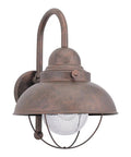 Weathered Copper Outdoor Wall Lantern With Clear Seeded Glass One Light Exterior Fixture LED Ready UL Wet Location Listed