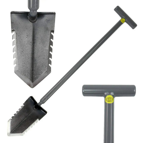 Heavy Duty 31 Inch T Handle Metal Detector Shovel with double serrated blade, aircraft grade steel, rust resistant for prospecting