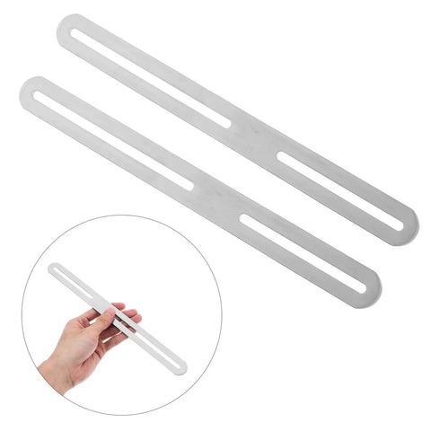 Stainless Steel Adjustable Corner Brace Dual Head With Movable Design Sliding Joining Plates for Shelf and Table Repair shown with hand