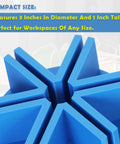Next Level Stained Glass Soldering Jig With 3D Cactus Mold Template For Zero Stress Copper Foiling And Rock Hard Tweezers Plus Slick Petg Base For That Fresh Diy Vibe And Complete Bang On Workbench Setup Any Day. Close-up of blue 3-inch diameter jig measuring 1-inch tall with deep grooves for glass placement.
