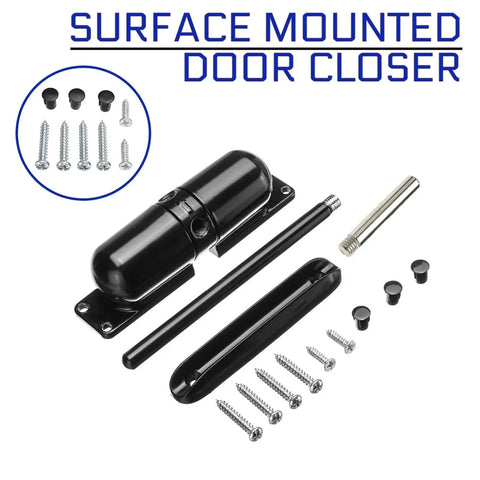 Black Door Closer For Gate And Outdoor Use Surface Mounted Spring Loaded Adjustable Closer components