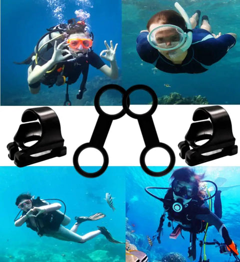 8 Pack Dope Snorkel Keeper Clips Set For Snorkeling And Scuba Gear with silicone and plastic clips, divers underwater, easy clip system